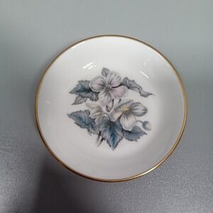 Royal Worcester Fine Bone China Floral Pin Dish Gold Rim Made in England 3.75"